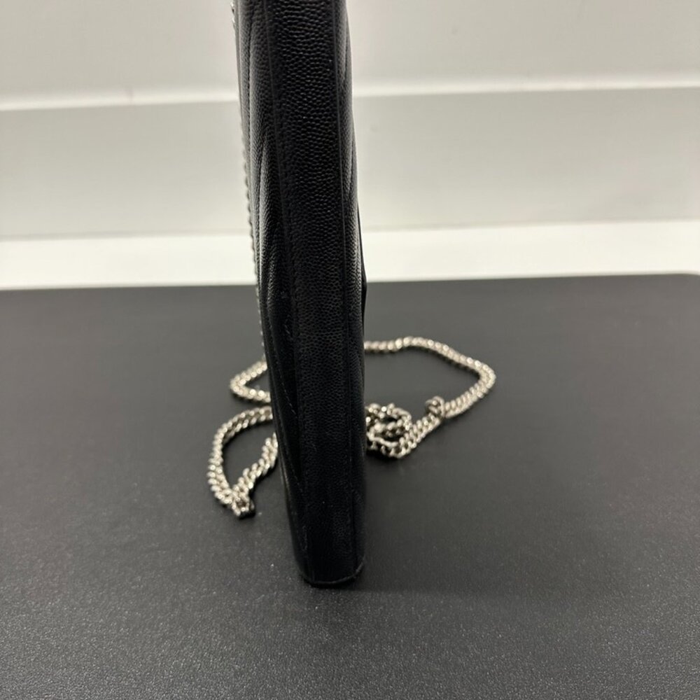 YSL Cassandre Chain Wallet in Grain de Poudre Black Leather (JB1416) - Picture 6 of 10